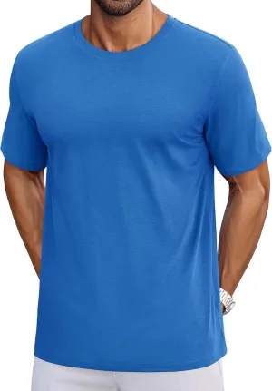 Cotrasen Mens T-Shirts Short Sleeve Cotton UPF 50  Lightweight Moisture Wicking Cooling Casual Crew Neck Basic Tee Shirts