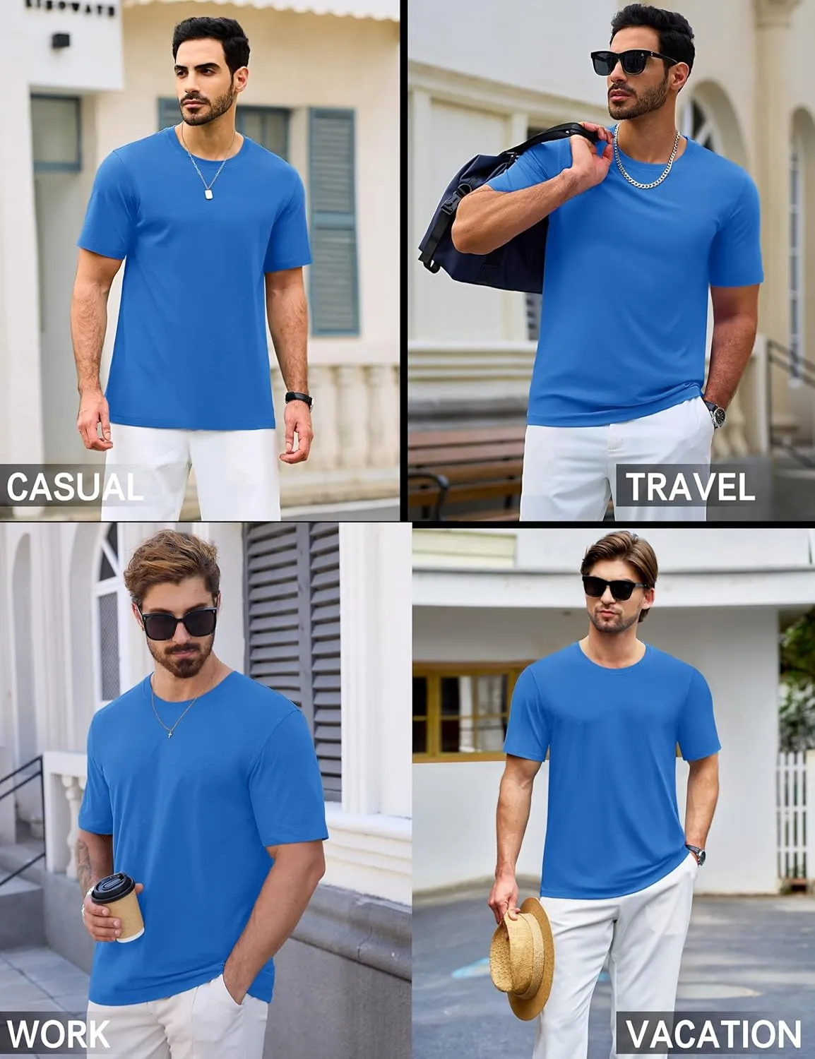 Cotrasen Mens T-Shirts Short Sleeve Cotton UPF 50  Lightweight Moisture Wicking Cooling Casual Crew Neck Basic Tee Shirts