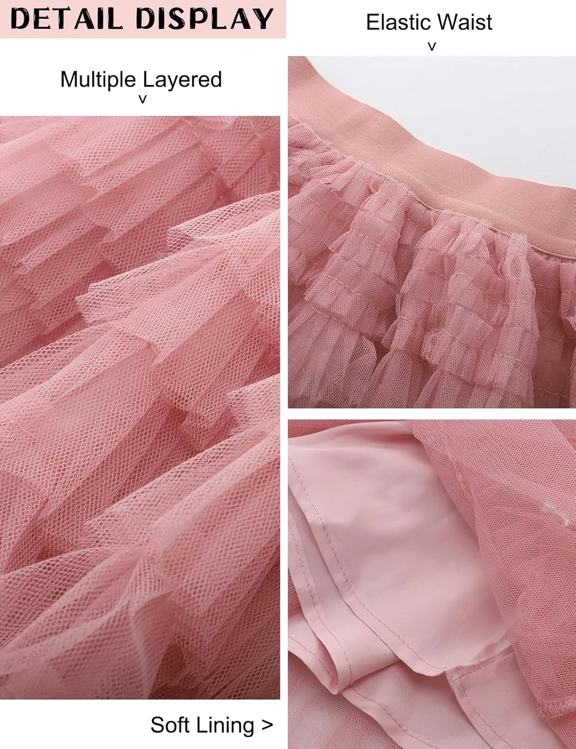 COZYPOIN Girls Tulle Skirts Elastic High Waisted A Line Layered Ruffles Mesh Long Tiered Tutu Skirt Party Outfit 5-14T