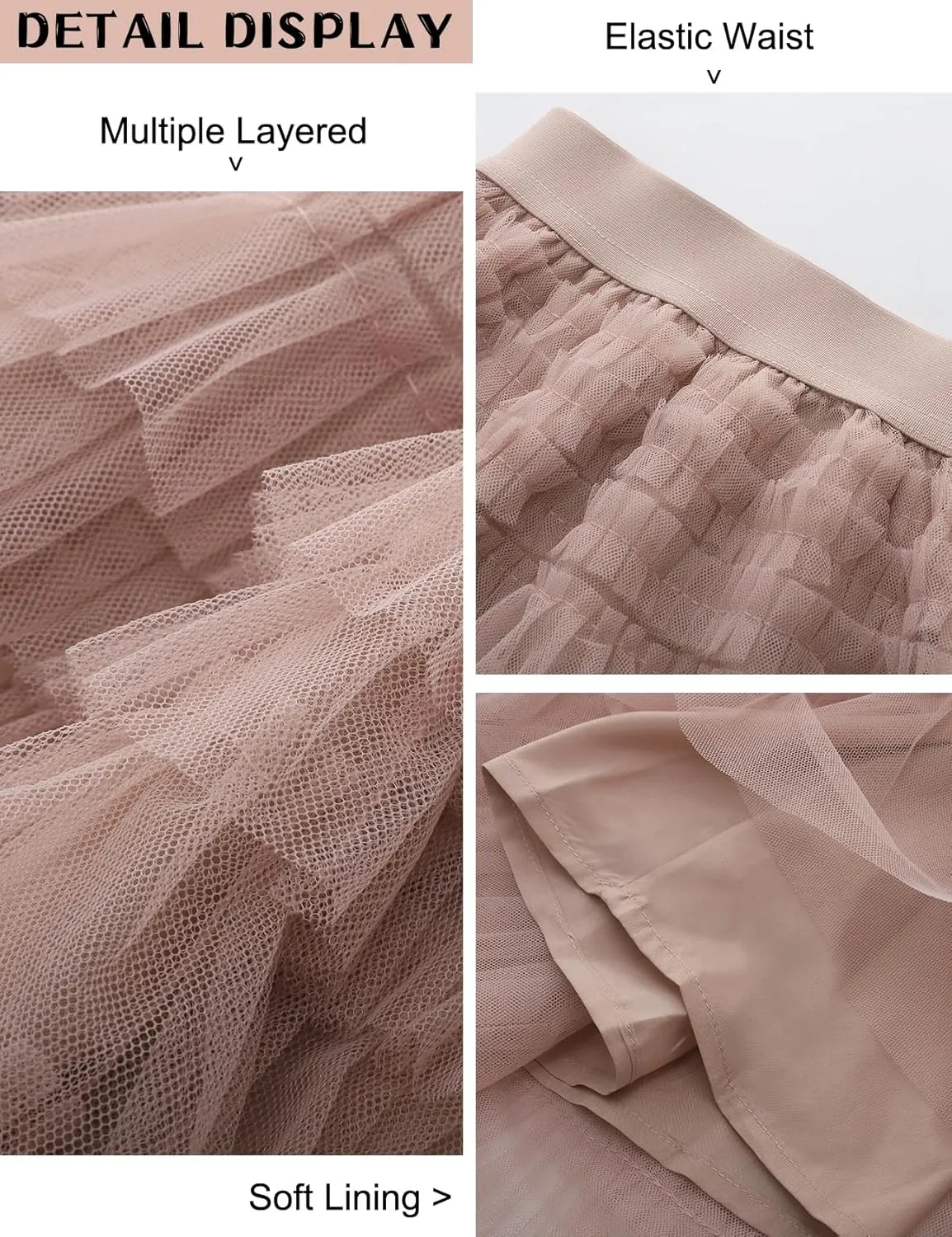 COZYPOIN Girls Tulle Skirts Elastic High Waisted A Line Layered Ruffles Mesh Long Tiered Tutu Skirt Party Outfit 5-14T