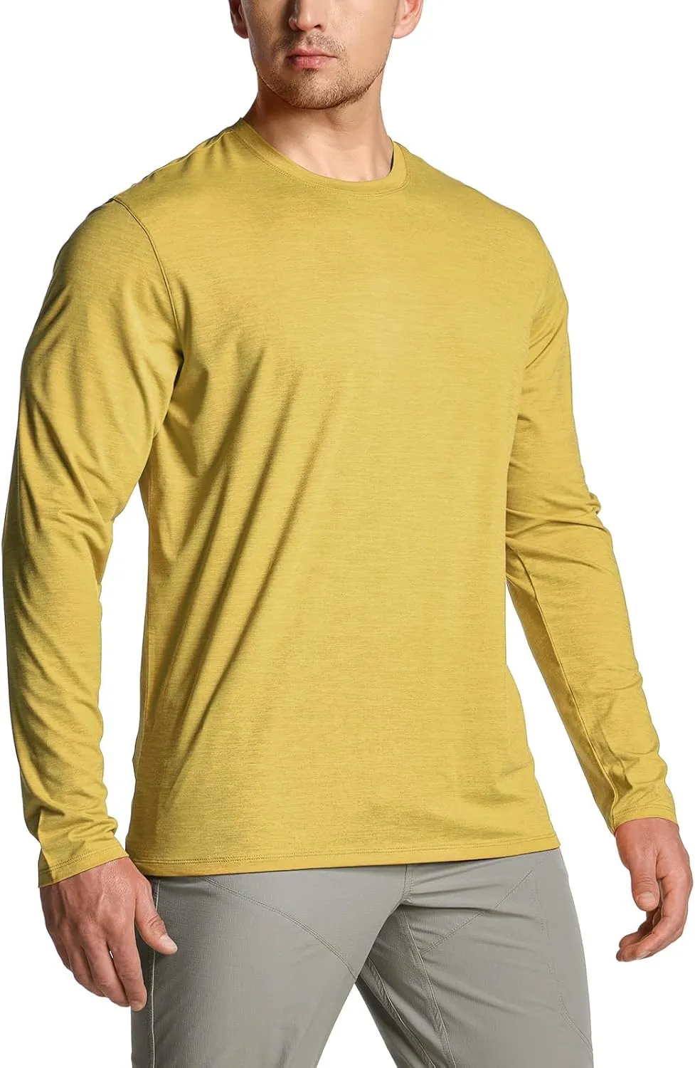 CQR Men's UPF50  Sun Protection Shirts, Quick Dry Long Sleeve Rash Guard, Athletic Running Workout Fishing Cooling Shirts