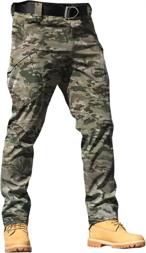CRNTCEM Mens Camo Cargo Pants Straight Leg Army Combat Military Trousers Cotton Tactical Work Hunting Camouflage Pants