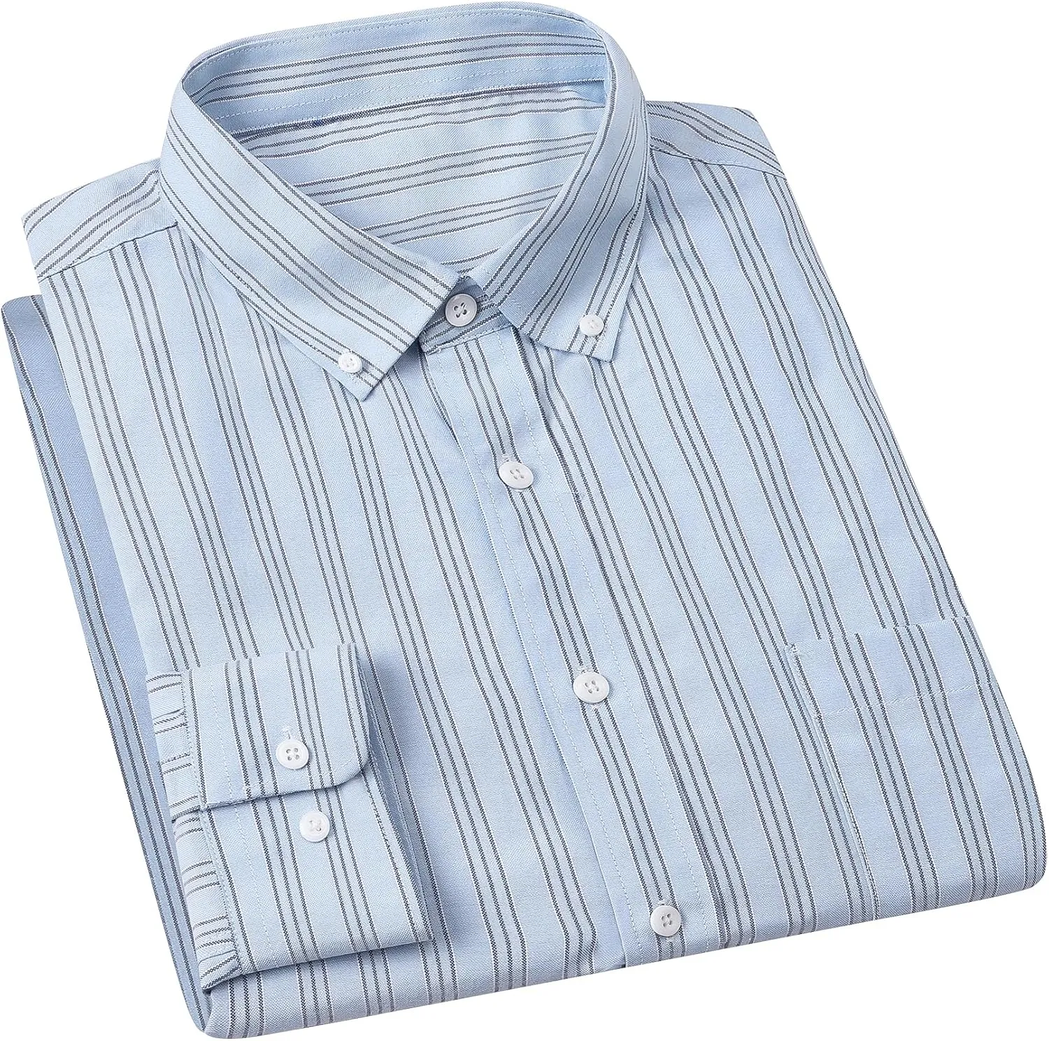 Cromoncent Mens Long Sleeve Oxford Button Down Shirts Casual Dress Shirt for Men,100% Cotton,Plaid/Stripes Shirts