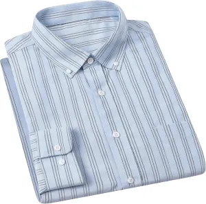 Cromoncent Mens Long Sleeve Oxford Button Down Shirts Casual Dress Shirt for Men,100% Cotton,Plaid/Stripes Shirts