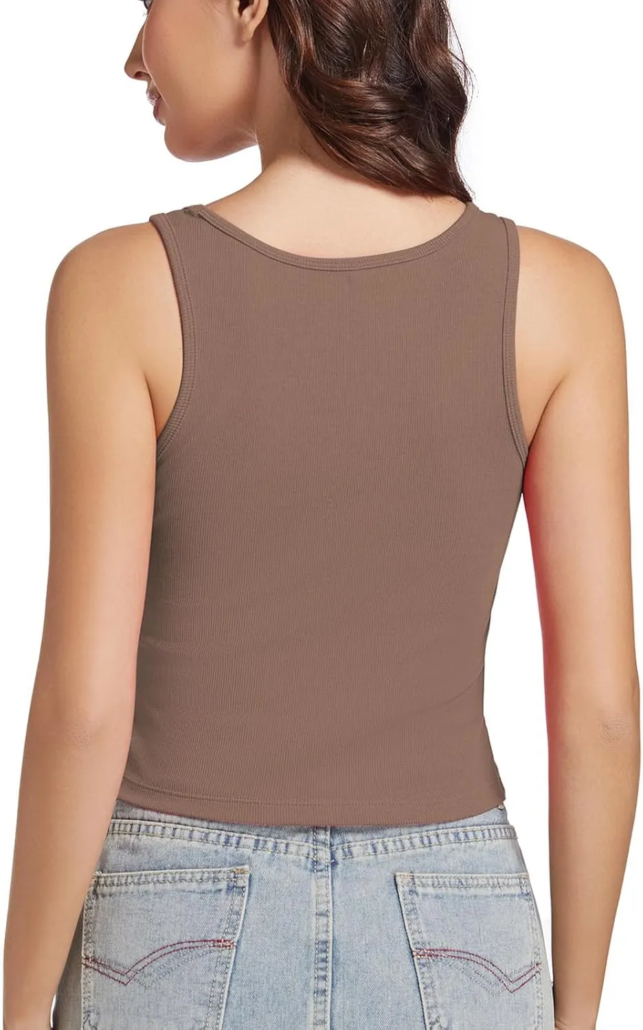 Cropped Tank Tops for Women Square Neck Basic Ribbed Tanks Crop Fitted Sleeveless Shirts Summer Camisole Tops