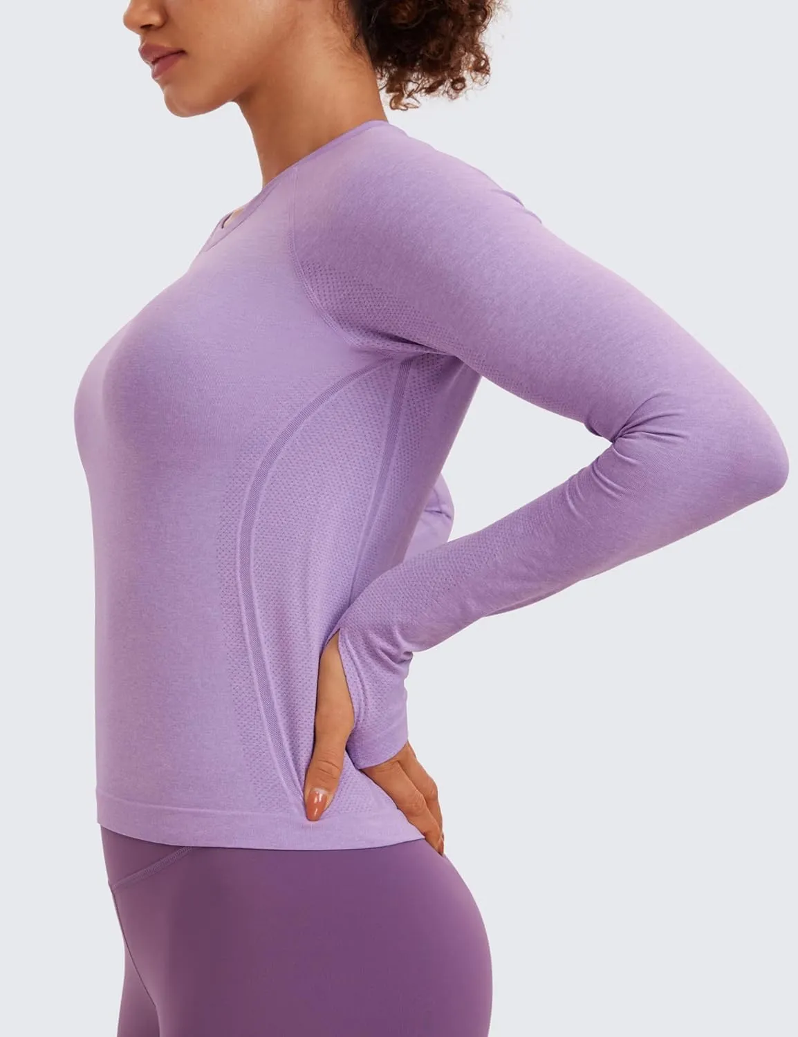 CRZ YOGA Womens Seamless Workout Long Sleeve Shirts Quick Dry Gym Athletic Tops Breathable Running Yoga T-Shirts