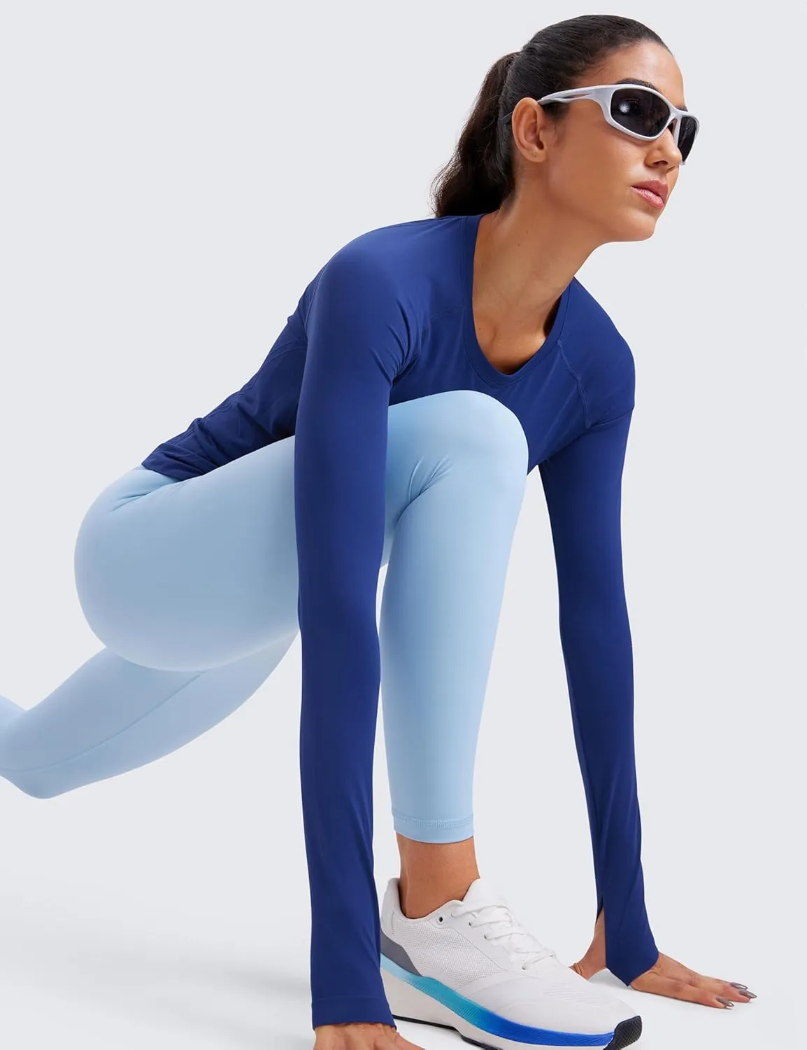 CRZ YOGA Womens Seamless Workout Long Sleeve Shirts Quick Dry Gym Athletic Tops Breathable Running Yoga T-Shirts