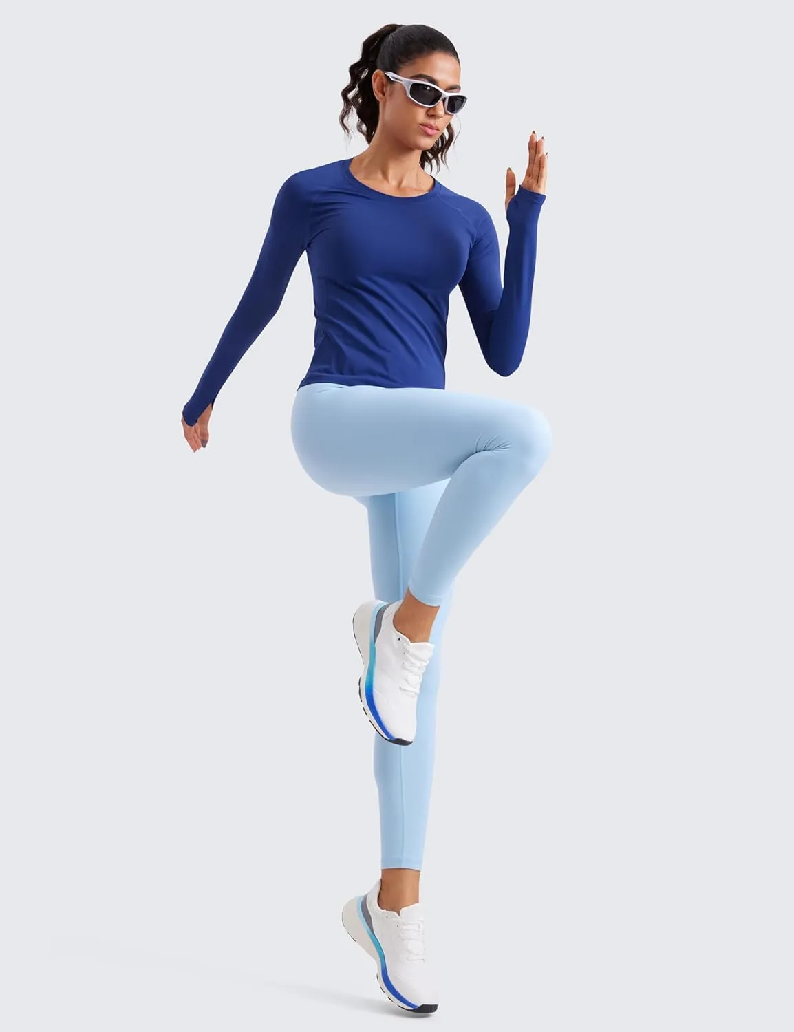 CRZ YOGA Womens Seamless Workout Long Sleeve Shirts Quick Dry Gym Athletic Tops Breathable Running Yoga T-Shirts