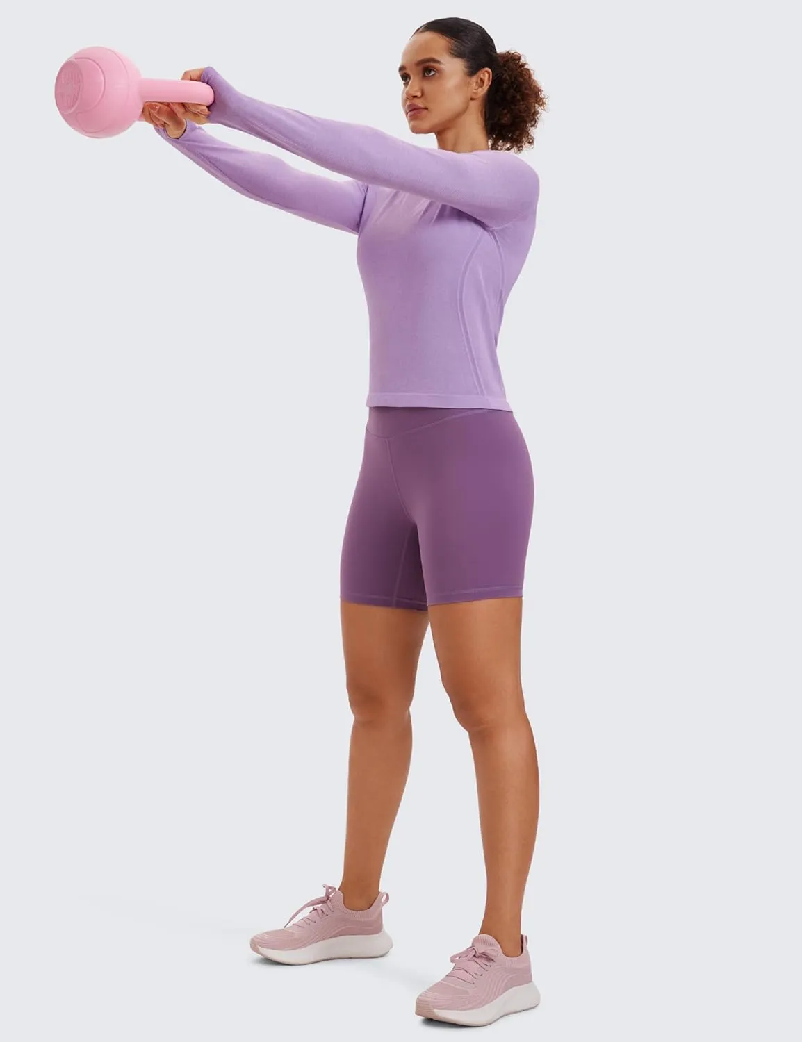 CRZ YOGA Womens Seamless Workout Long Sleeve Shirts Quick Dry Gym Athletic Tops Breathable Running Yoga T-Shirts