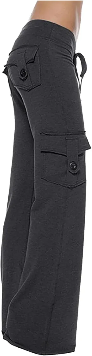 CTRLZS Pants for Women Linen Pants for Women Petite to Plus Size High Waist Drawstring Beach Pants Loose Fit Casual Summer Wide Leg Trousers(Dark Gray,XX-Large)