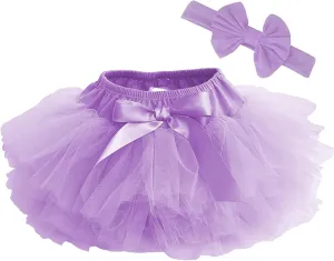 Dancina Baby Tutu Diaper Cover - Girls Cotton Skorts Headband Set Ages 6-24 mo