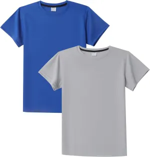 DANI CHINS Boys Athletic Short-Sleeve Shirts Loose Mesh Active Tee-Shirts Sports Jerseys Tops As Clothing, 2 Pack