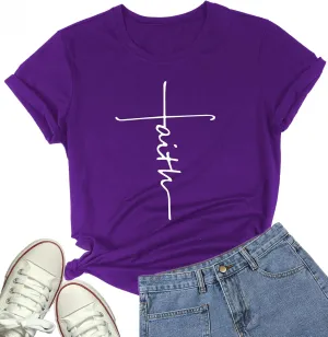 DANVOUY Women's V-Neck Summer Casual Letters Printed Short Sleeves Graphic T-Shirt