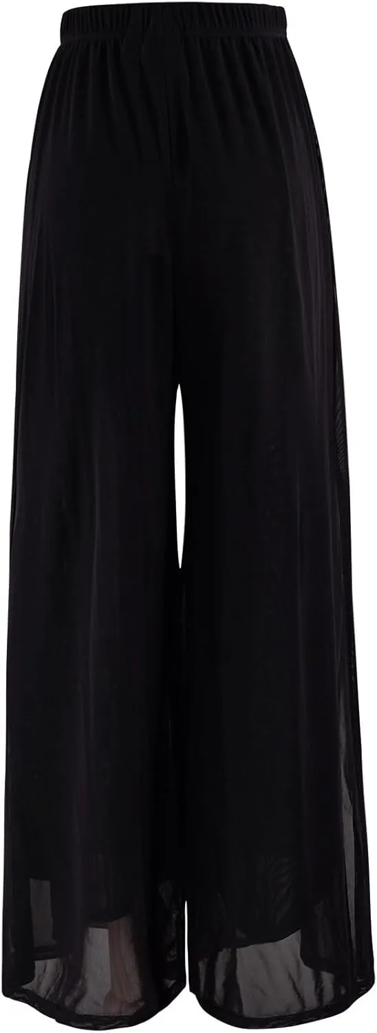 Daydance Women Palazzo Pants Loose 2 Layers Side Slit Loungewear for Dance, Ballet, Yoga