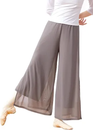 Daydance Women Palazzo Pants Loose 2 Layers Side Slit Loungewear for Dance, Ballet, Yoga