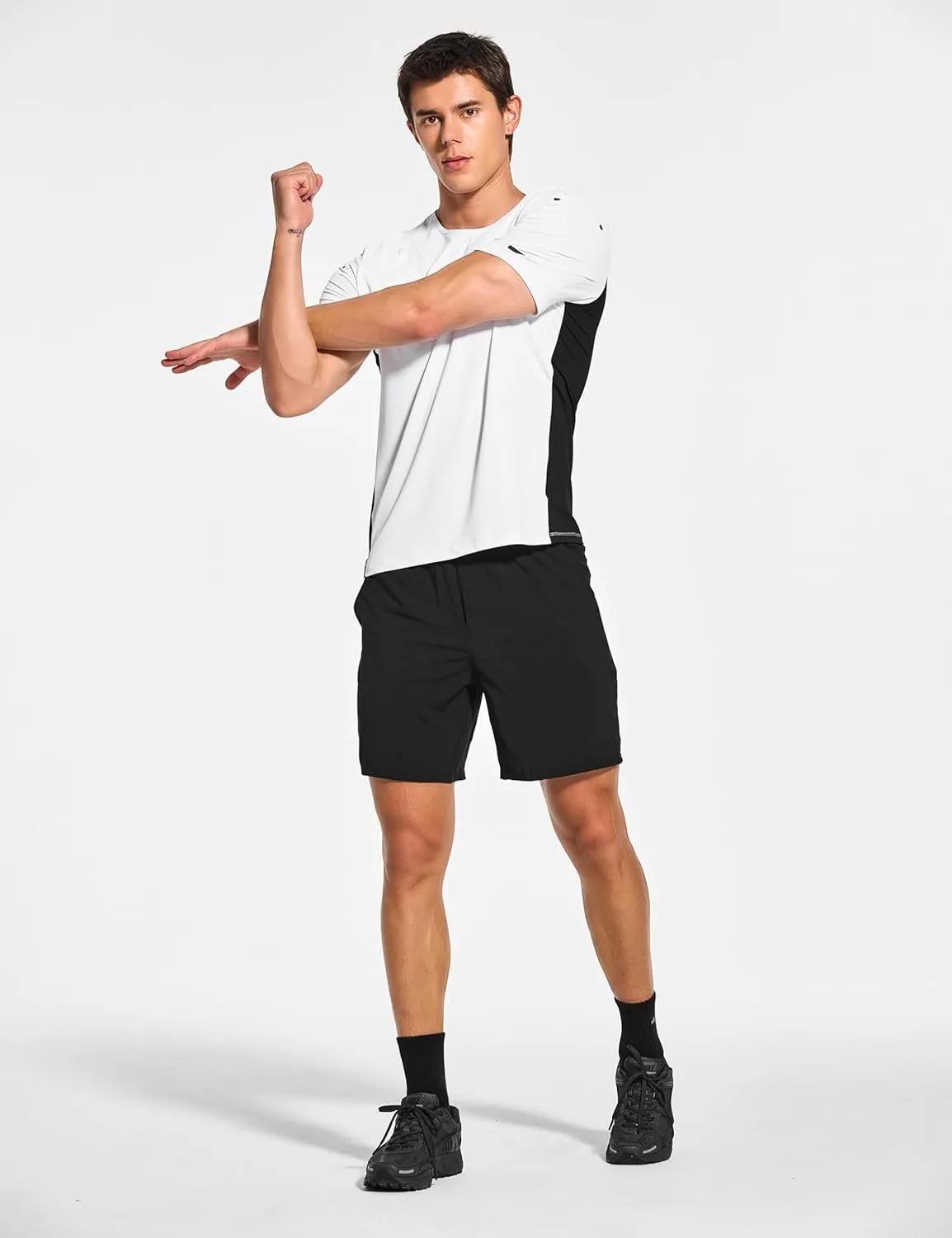 DEMOZU Men's Short Sleeve Running Workout Shirts Quick Dry Athletic Gym Tennis Swim Tee Shirts Big and Tall