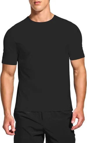 DEMOZU Men's Short Sleeve Running Workout Shirts Quick Dry Athletic Gym Tennis Swim Tee Shirts Big and Tall