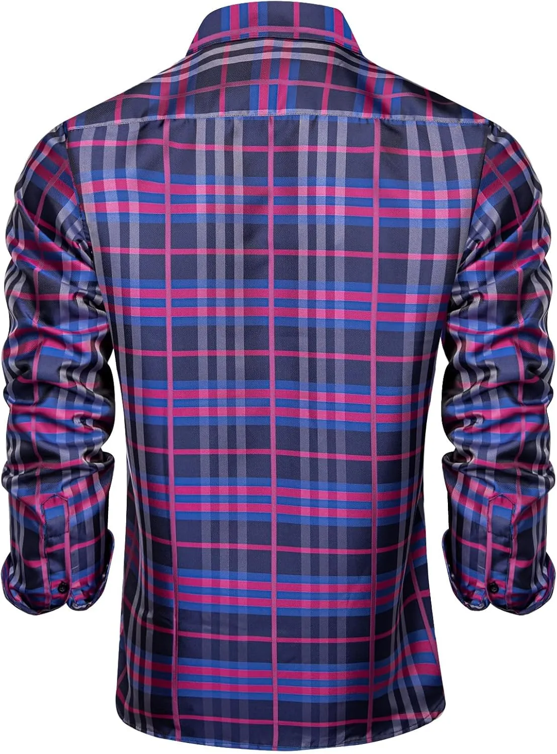 DiBanGu Silk Paisley Dress Shirts for Men Long Sleeve Button Down Shirt Casual Regular Fit Mens Shirts Wedding Party