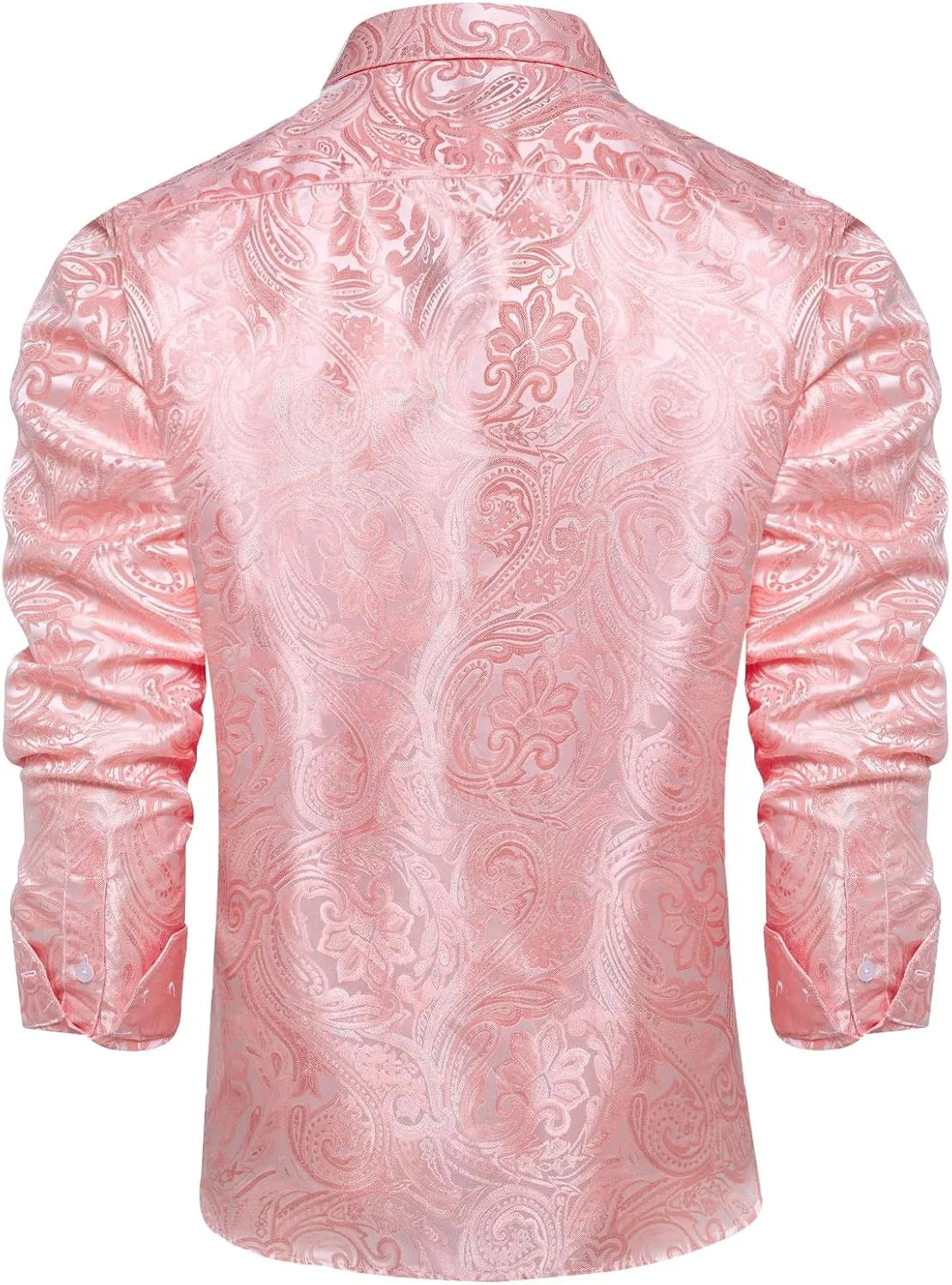 DiBanGu Silk Paisley Dress Shirts for Men Long Sleeve Button Down Shirt Casual Regular Fit Mens Shirts Wedding Party