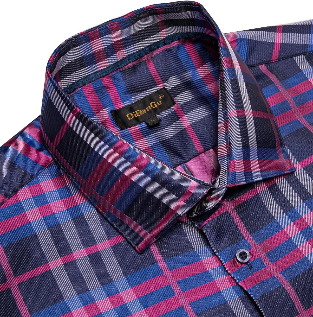 DiBanGu Silk Paisley Dress Shirts for Men Long Sleeve Button Down Shirt Casual Regular Fit Mens Shirts Wedding Party