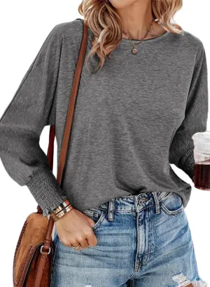 Dokotoo Long Sleeve Tops 2024 Batwing Sleeve Oversized Fashion T Shirts for Women Crewneck Casual Loose Shirts Basic Tee