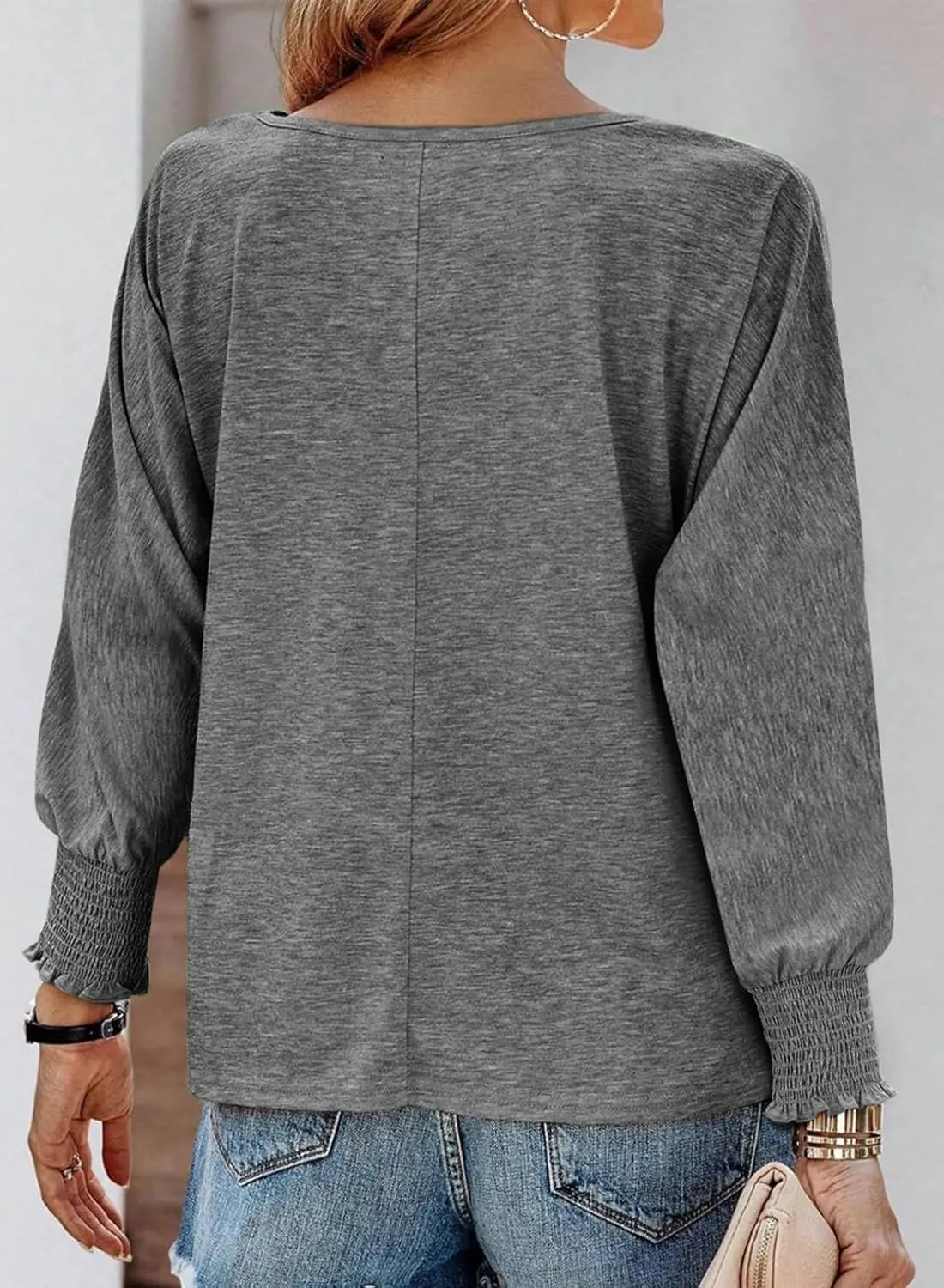 Dokotoo Long Sleeve Tops 2024 Batwing Sleeve Oversized Fashion T Shirts for Women Crewneck Casual Loose Shirts Basic Tee