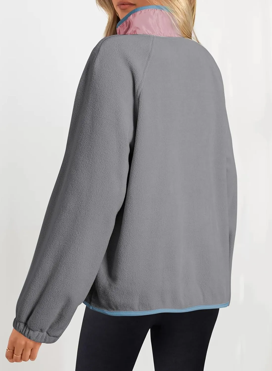 Dokotoo Sweatshirt for Women Oversized Fuzzy Fleece Jacket Color Block Button Long Sleeve Pullover Sherpa Sweatshirts Tops