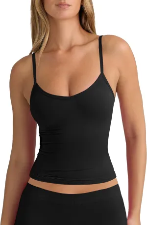 Double Lined Tops for Women - Adjustable Spaghetti Strap Camisole Y2K Going Out Top Scoop Neck Tank Tops for Summer