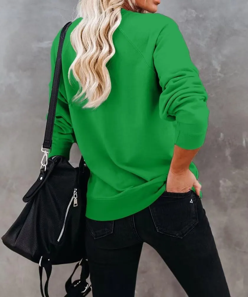 Dressmine Womens USA Shirt Casual Long Sleeve Graphic Tees Knit Crew Neck Sweatshirts Loose Pullover