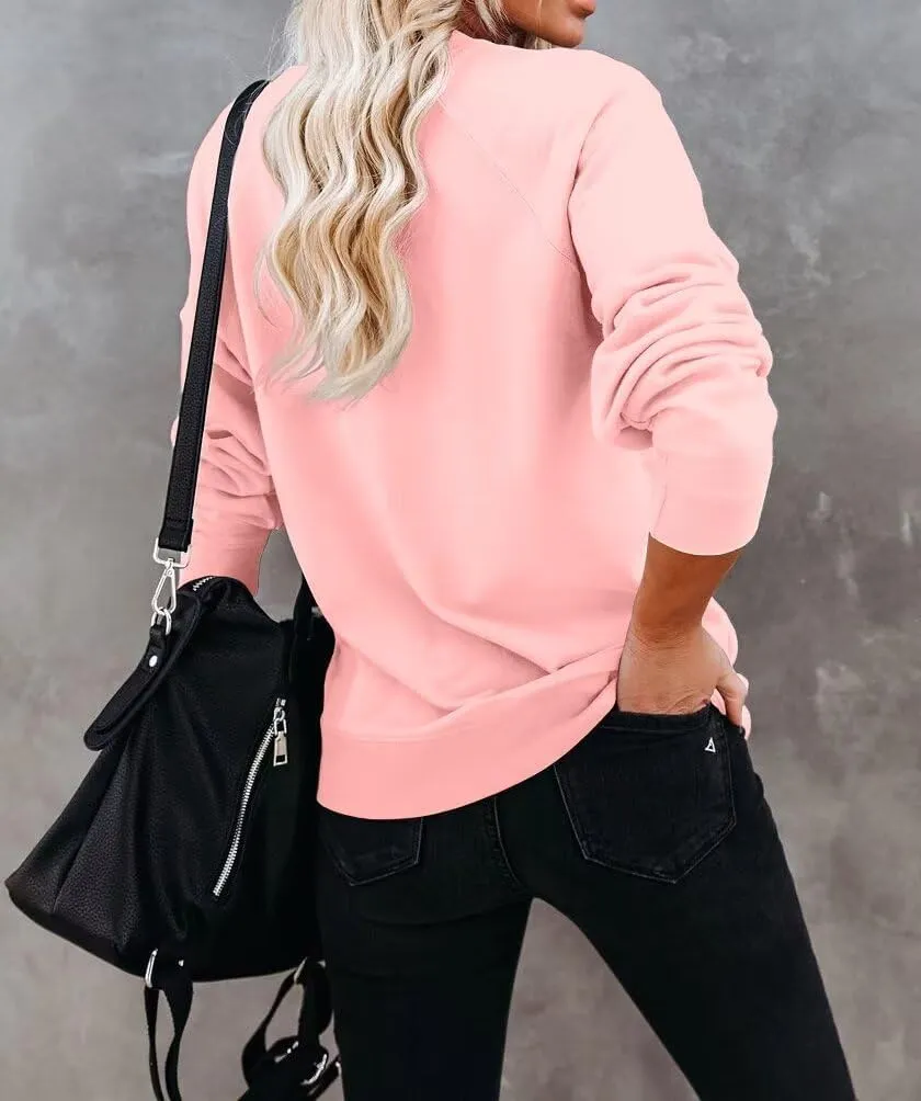 Dressmine Womens USA Shirt Casual Long Sleeve Graphic Tees Knit Crew Neck Sweatshirts Loose Pullover
