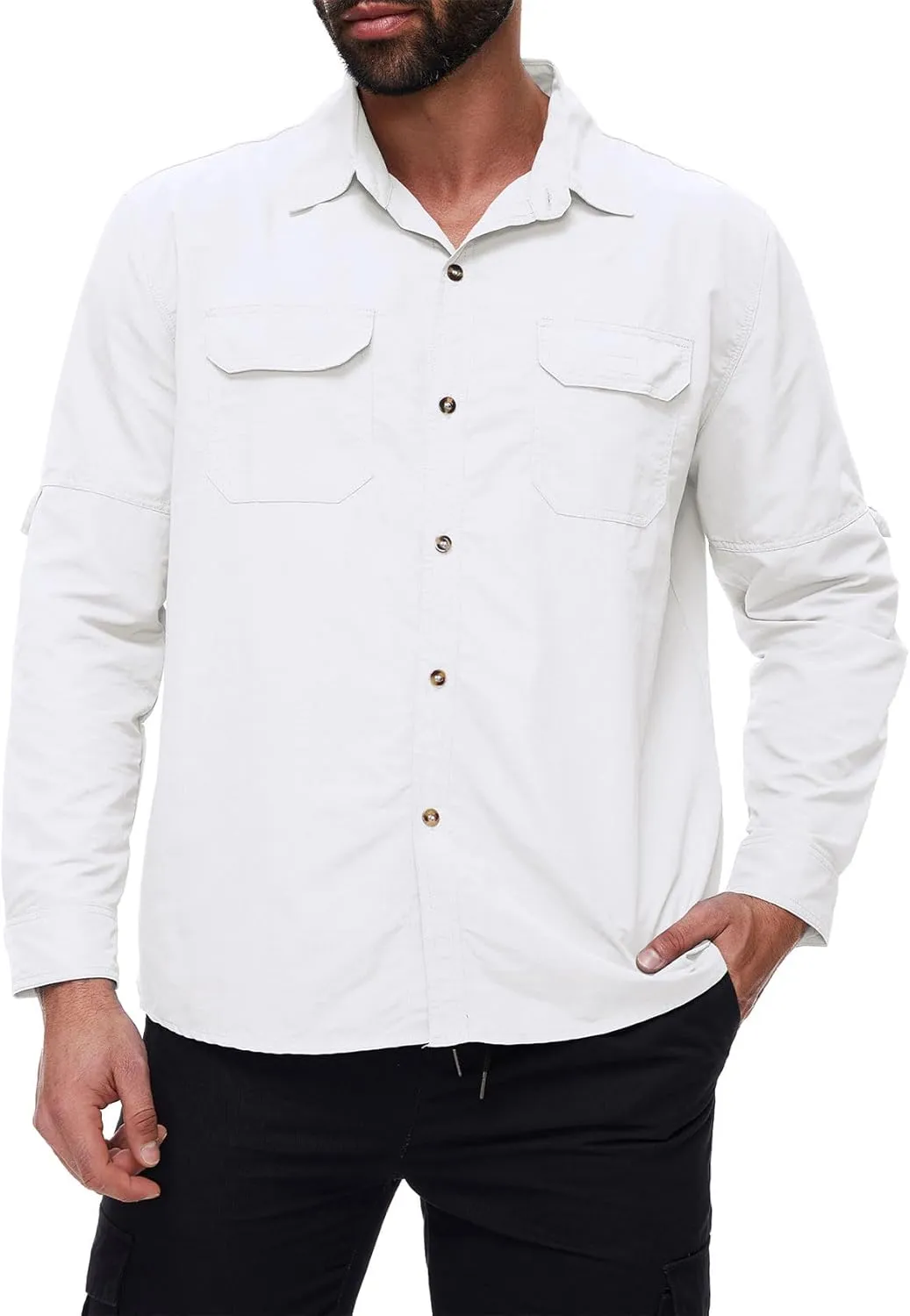 Durio Mens Fishing Shirts Long Sleeve UV Protection Sun Shirt Cooling Quick Dry SPF Shirts for Men Outdoor Work Safari Hiking