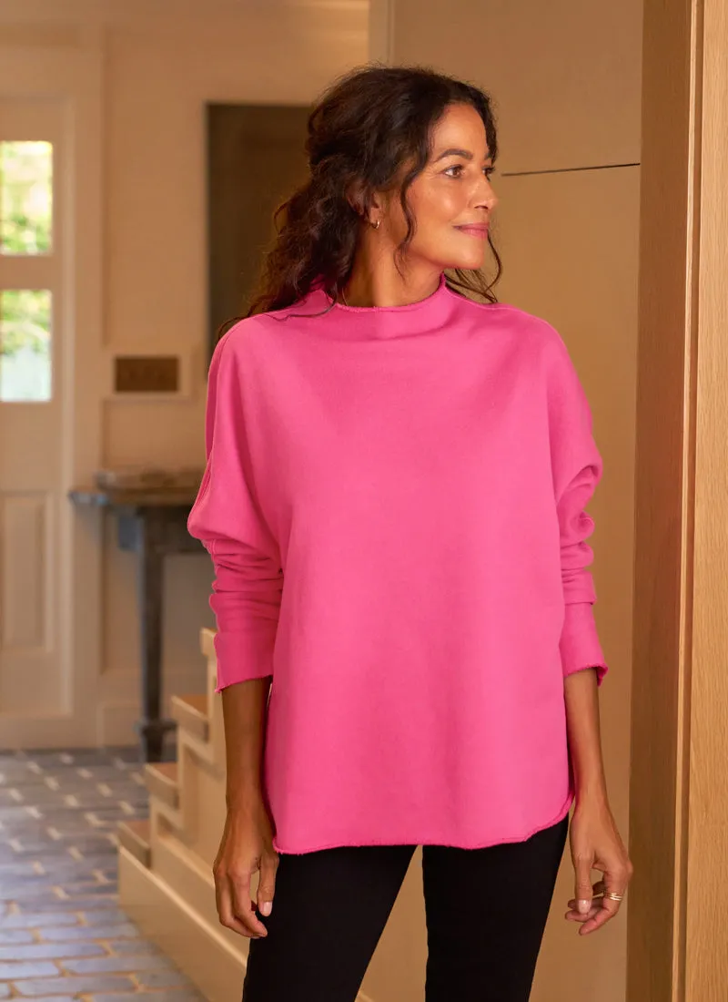 Effie Triple Fleece Funnel Neck Rose