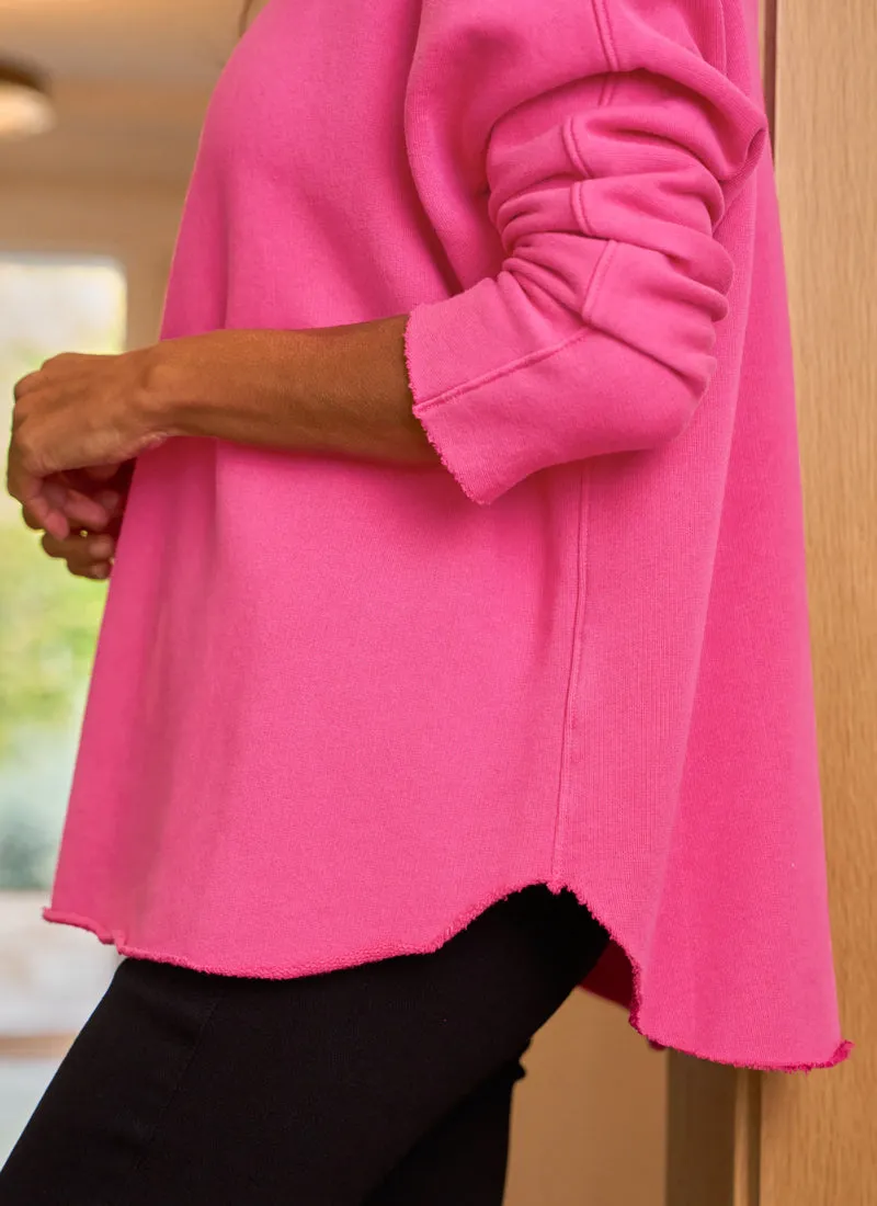 Effie Triple Fleece Funnel Neck Rose