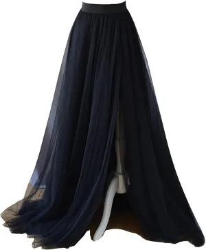 EllieHouse Adult Split Long Floor Prom Party Evening Tulle Skirt P61