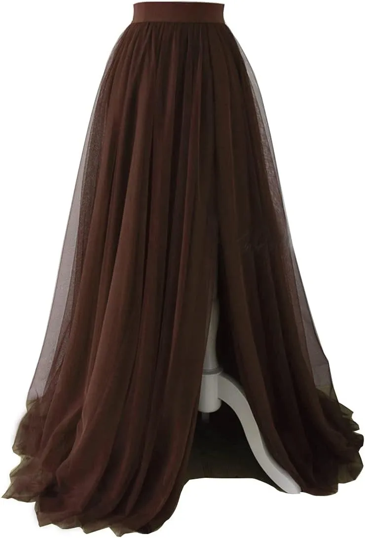 EllieHouse Adult Split Long Floor Prom Party Evening Tulle Skirt P61
