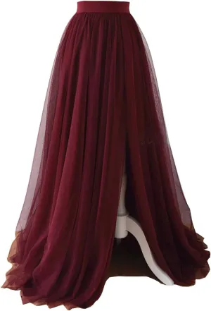 EllieHouse Adult Split Long Floor Prom Party Evening Tulle Skirt P61