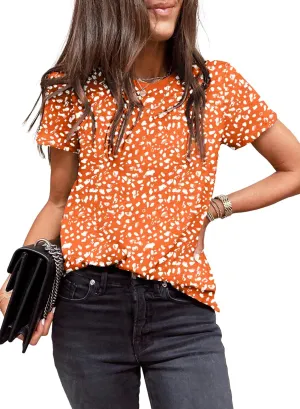 EVALESS Womens Casual Polka Dot Tops Crewneck Short Sleeve T Shirts Fashion Outfits 2025 Spring Summer Shirts