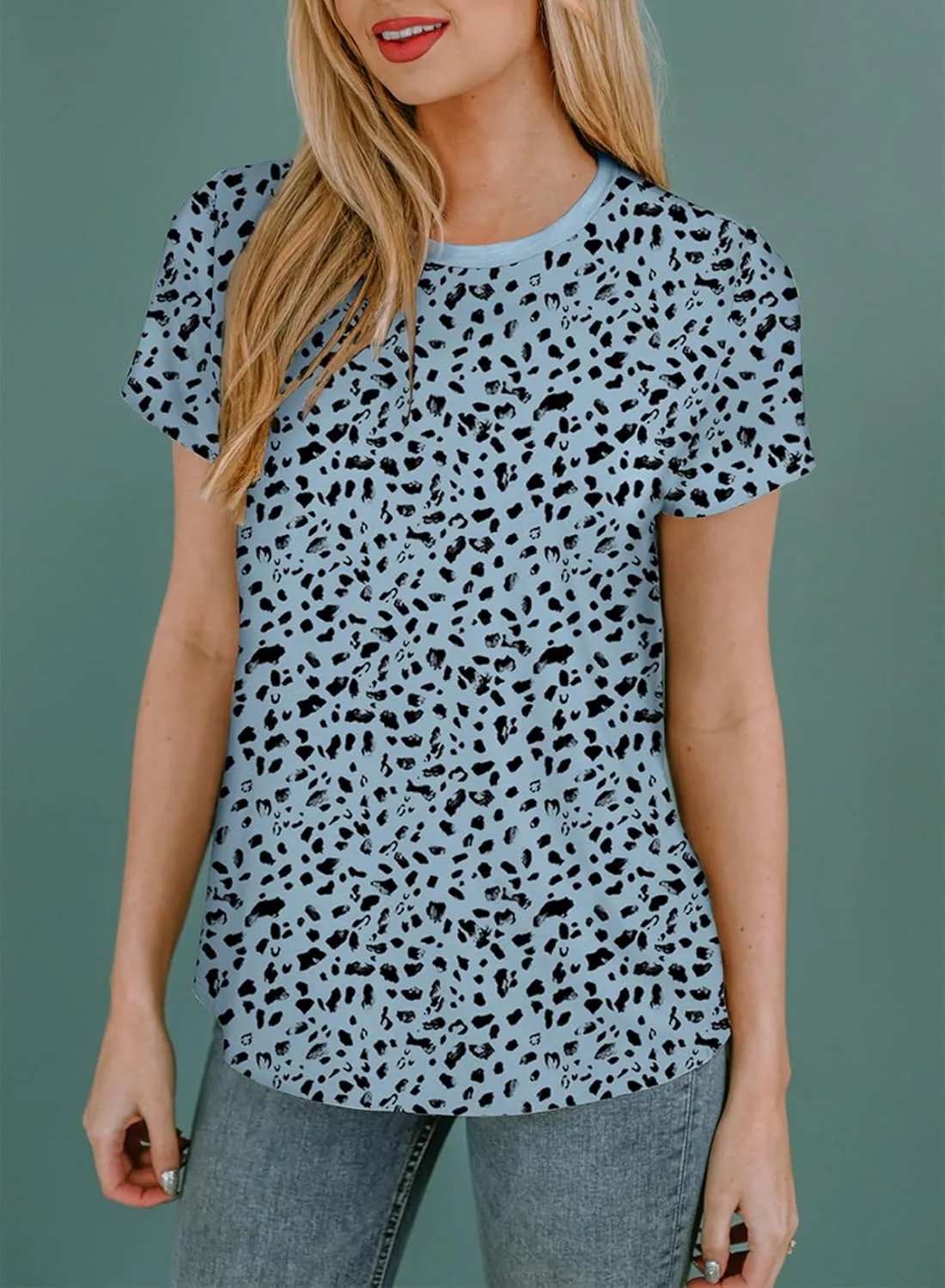EVALESS Womens Casual Polka Dot Tops Crewneck Short Sleeve T Shirts Fashion Outfits 2025 Spring Summer Shirts