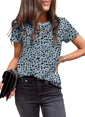EVALESS Womens Casual Polka Dot Tops Crewneck Short Sleeve T Shirts Fashion Outfits 2025 Spring Summer Shirts