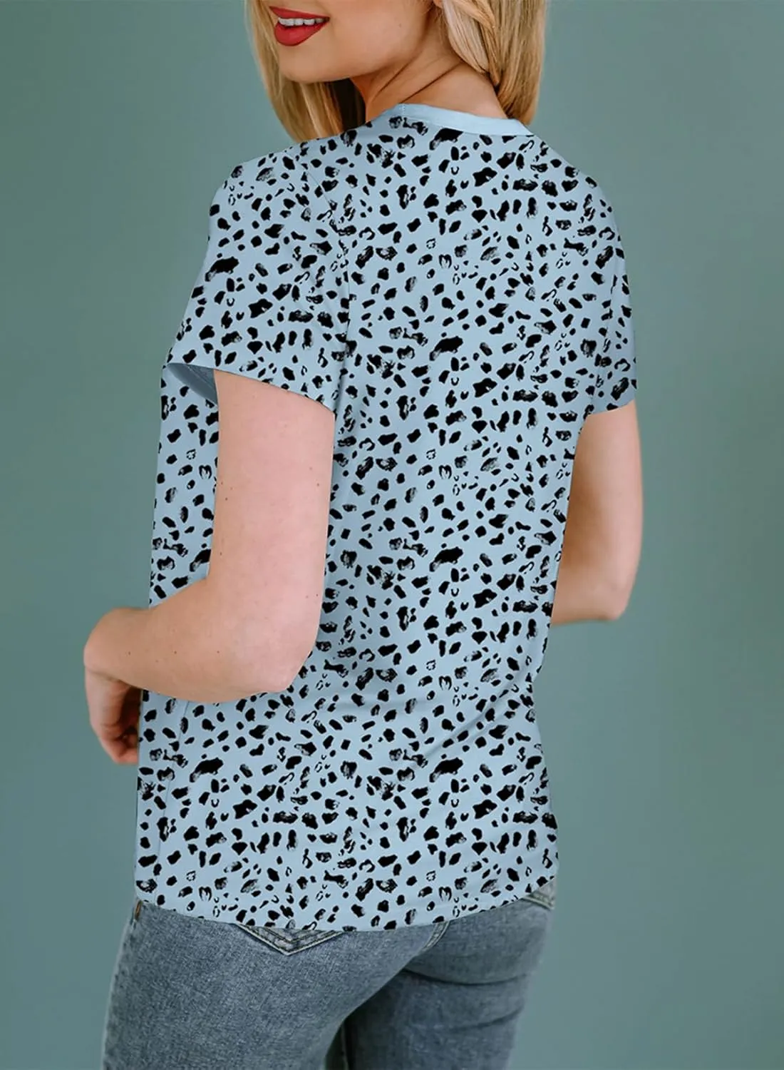 EVALESS Womens Casual Polka Dot Tops Crewneck Short Sleeve T Shirts Fashion Outfits 2025 Spring Summer Shirts