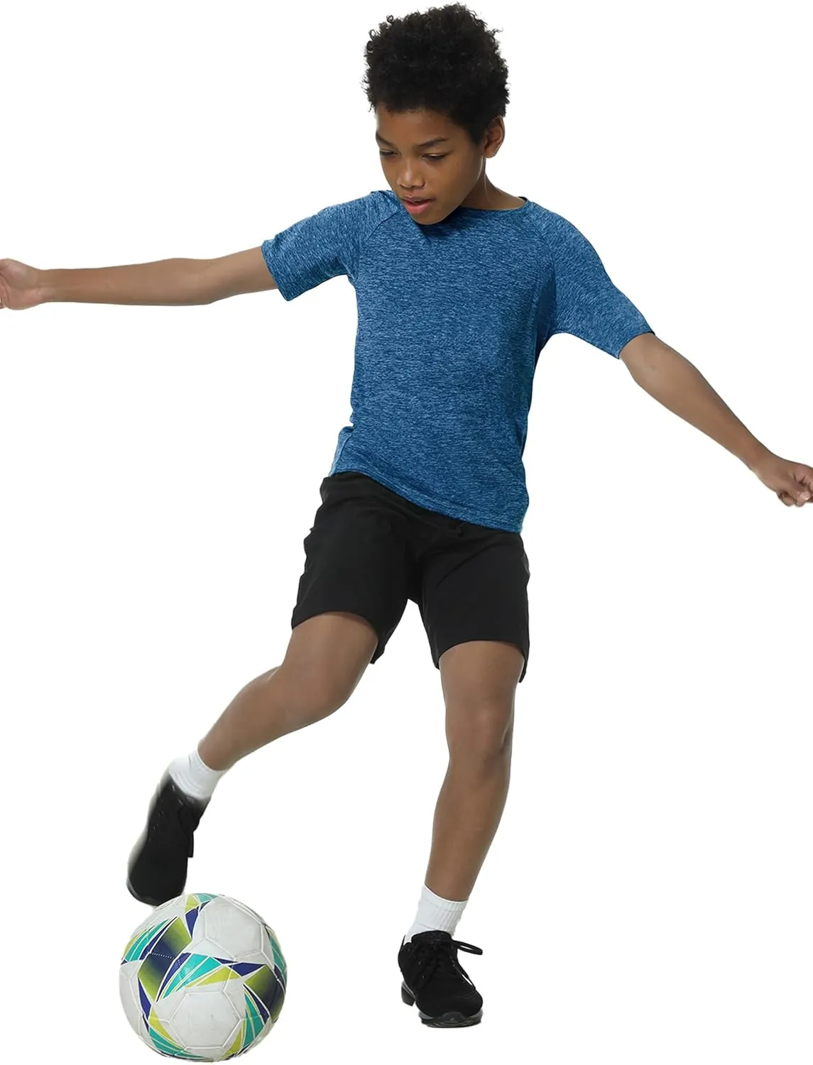 EXARUS Boys Athletic Shirts Short Sleeve Quick Dry Workout Tee Active Performance T-Shirts for Kids 6-16Y