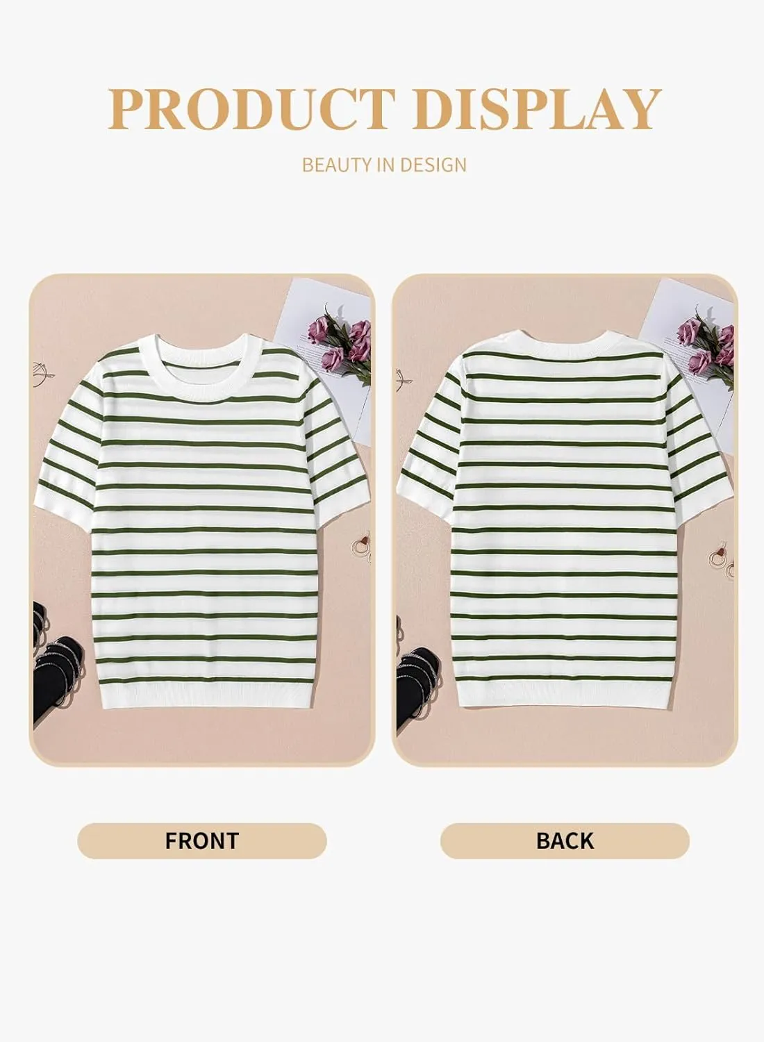 Eytino Women Plus Size Sweater Tops Short Sleeve Crewneck Striped Tshirts Casual Summer Blouses Shirts(1X-5X)
