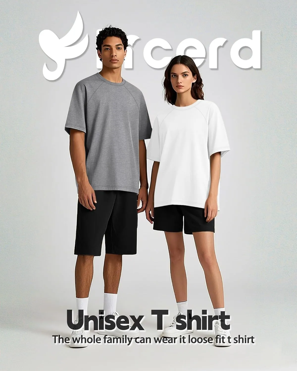 Ficerd 3 Pack Cotton Men's Oversized T Shirts Big and Tall Shirts Raglan Short Sleeve Crew Neck Plus Size Tee