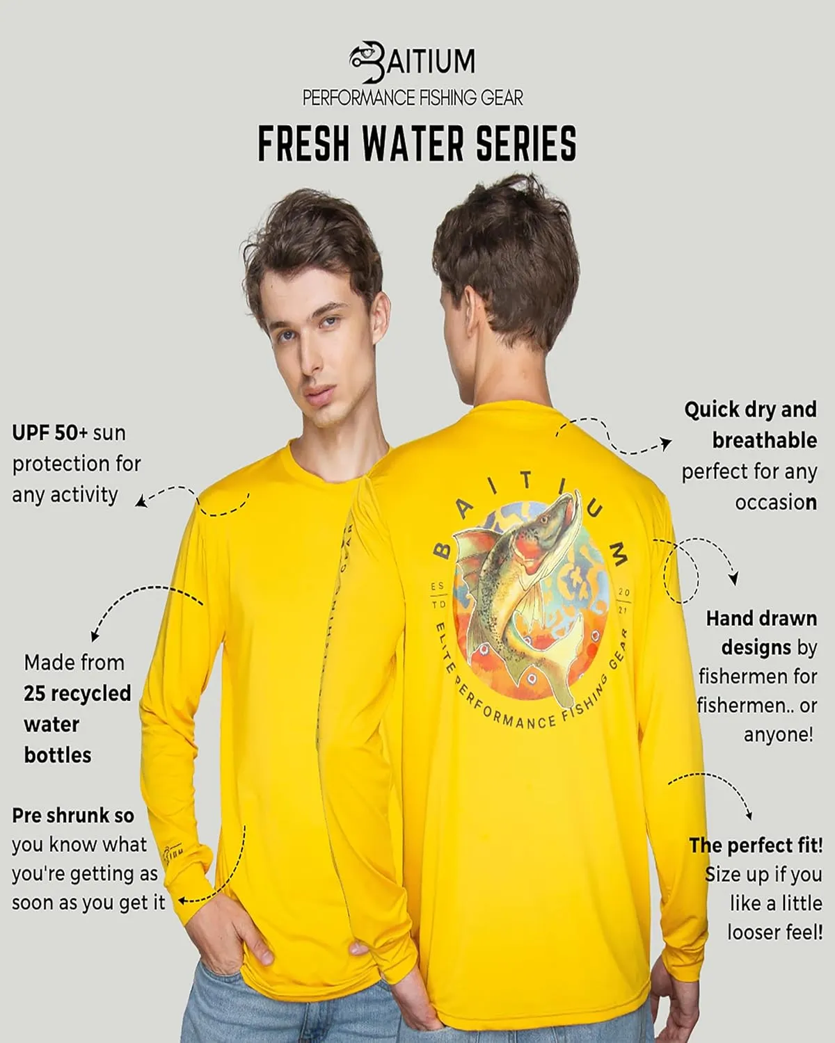 Fishing Shirts for Men, Mens Fishing Shirts Long Sleeve, UPF 50 Quick Dry, Rash Gaurd, Fishing Clothes for Men, Fishing Gear