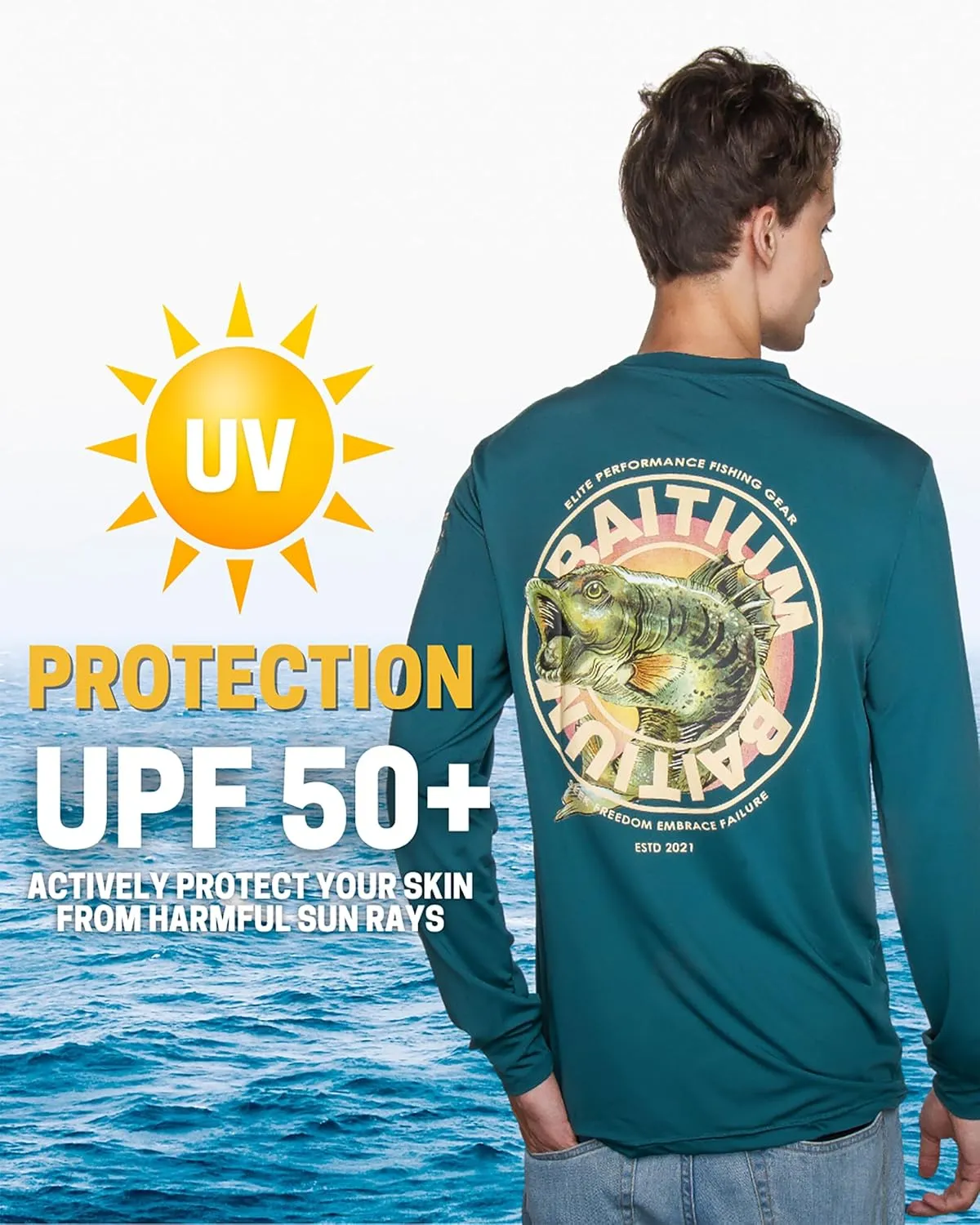 Fishing Shirts for Men, Mens Fishing Shirts Long Sleeve, UPF 50 Quick Dry, Rash Gaurd, Fishing Clothes for Men, Fishing Gear