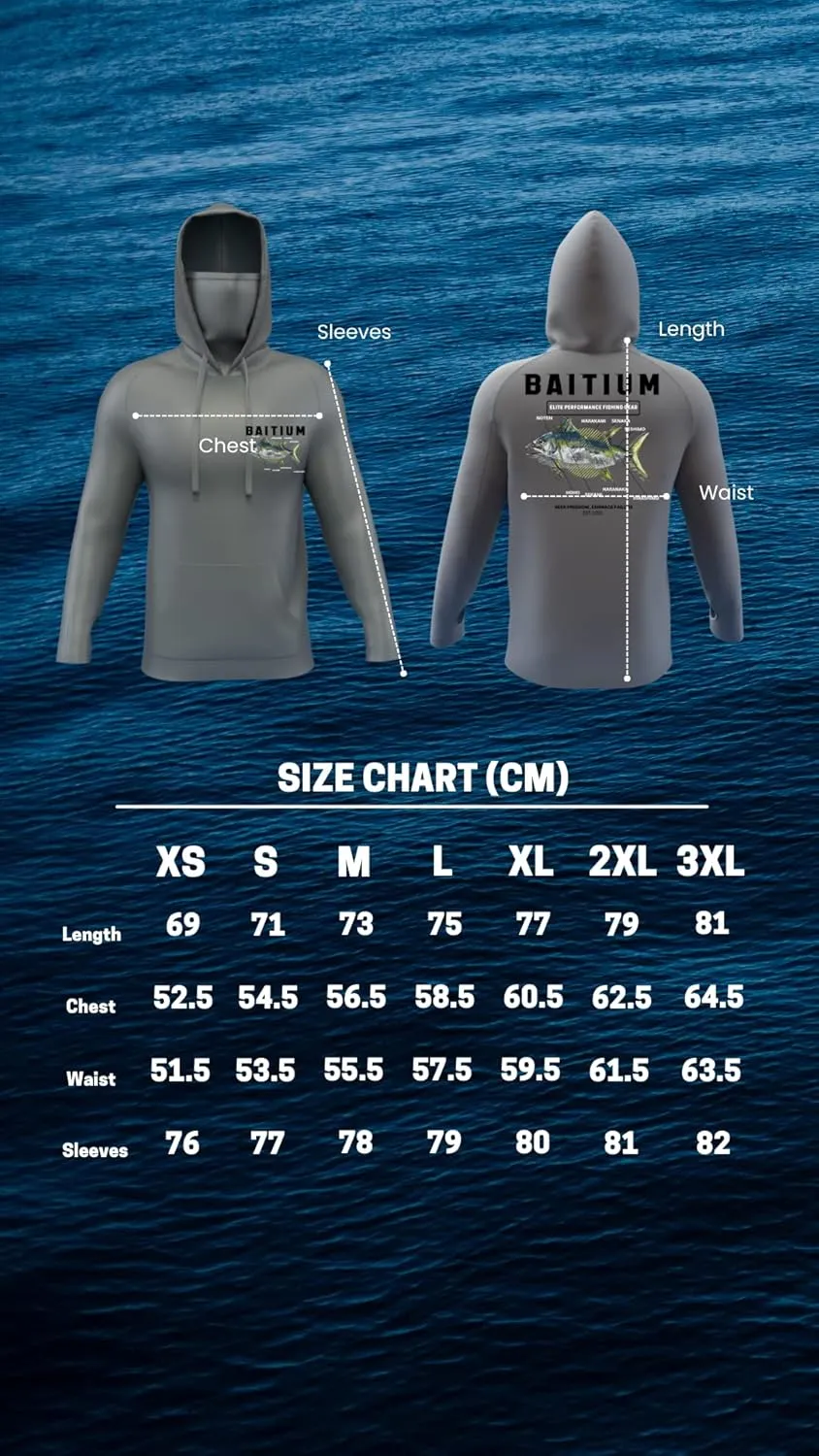 Fishing Shirts for Men,UPF50 Hooded Long Sleeve with Gaiter, Sun Protection Dry Fit Apparel, Face Mask, Fishing Clothes