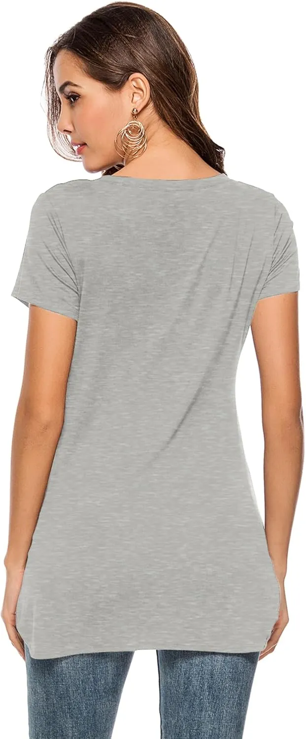 Florboom Womens Casual Tunic Tops Short/Long Sleeve Tshirts Scoop Neck Long Shirt Fitted Tees