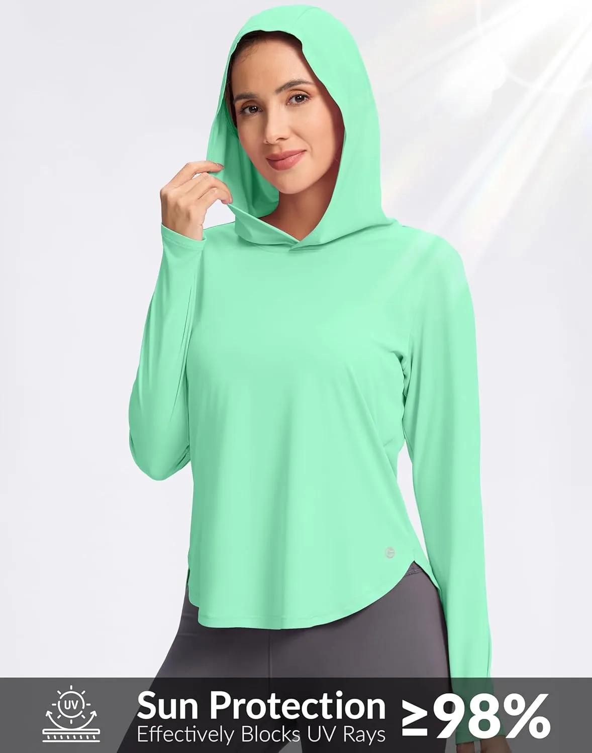 G Gradual Women's UPF 50  Sun Shirt with Hoodie Long Sleeve UV Protection Shirts Lightweight Hiking Fishing Shirts for Women
