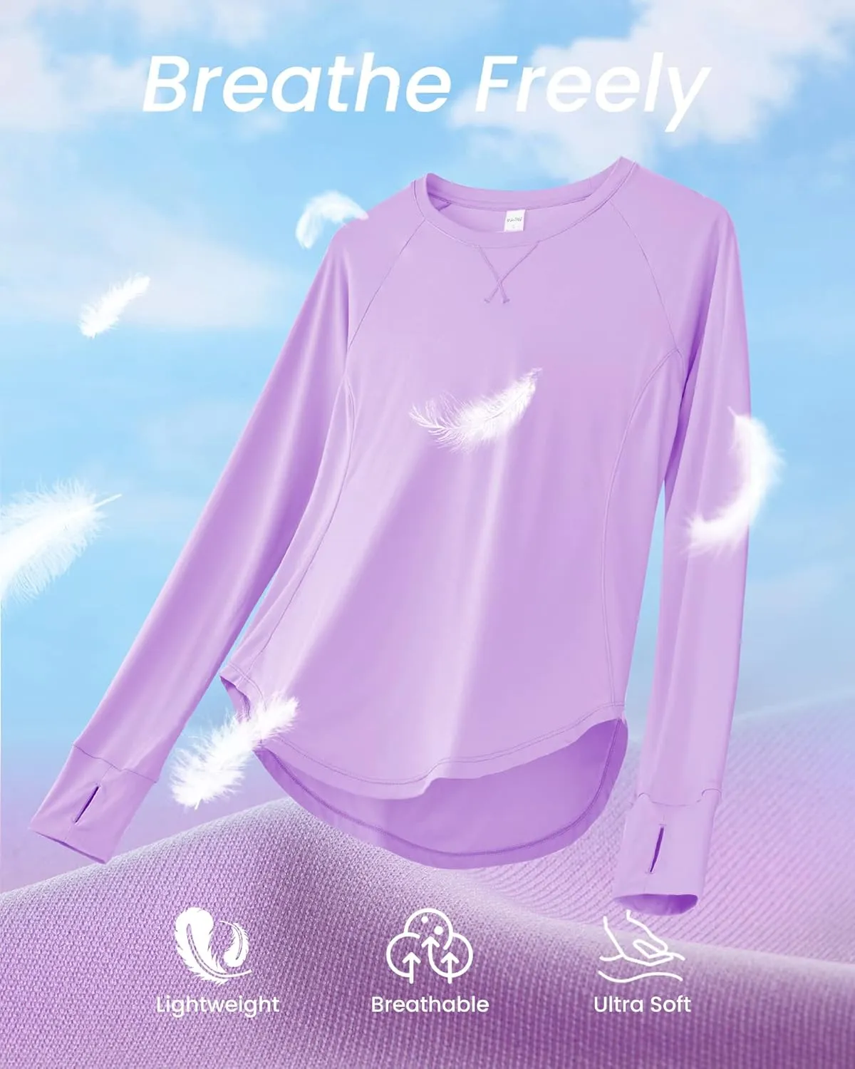 G4Free Women's Long Sleeve Workout Tops Sun Shirts Lightweight