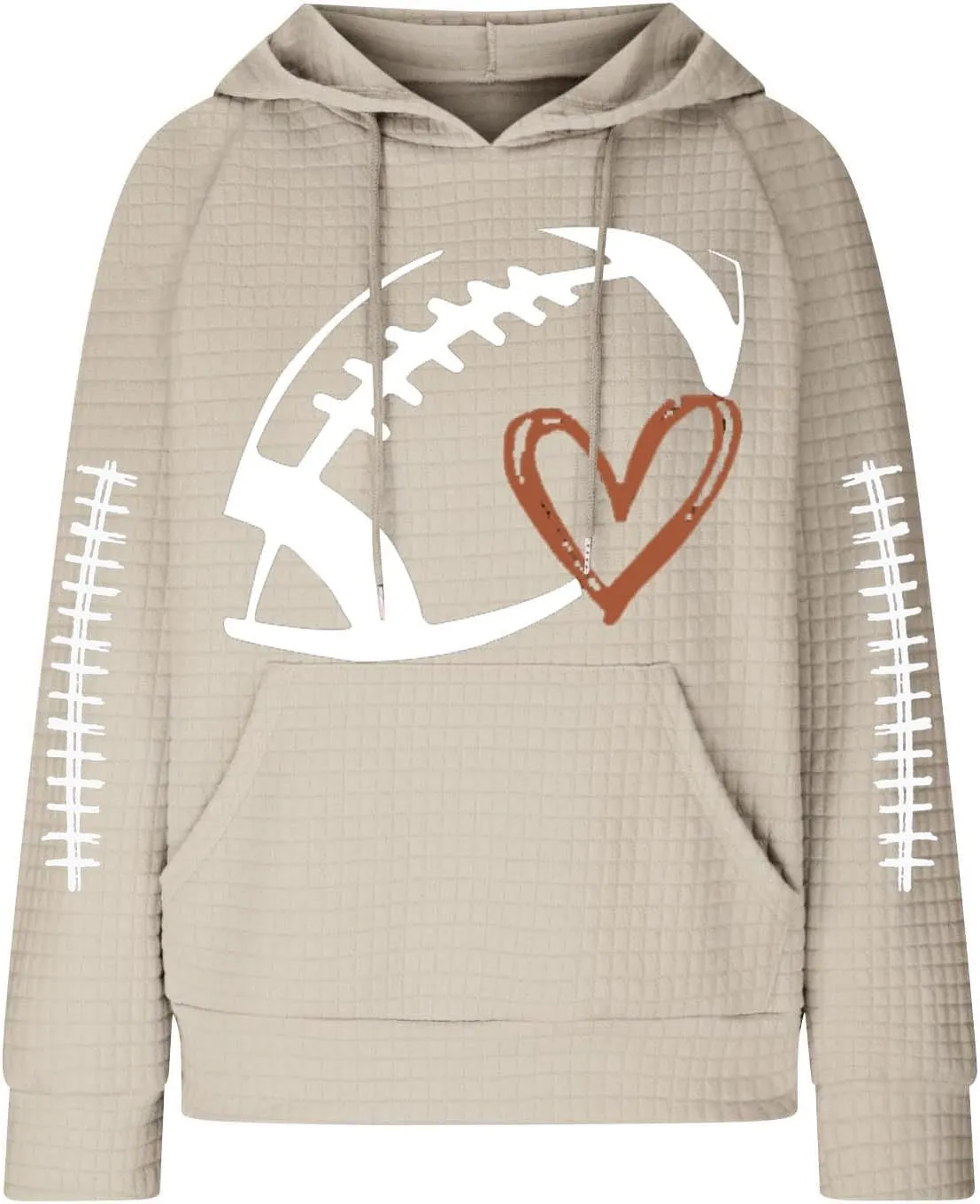Game Day Shirts Women Long Sleeve Football Graphic Crewneck Sweatshirts Waffle Knit Hoodie Football Season Pullover